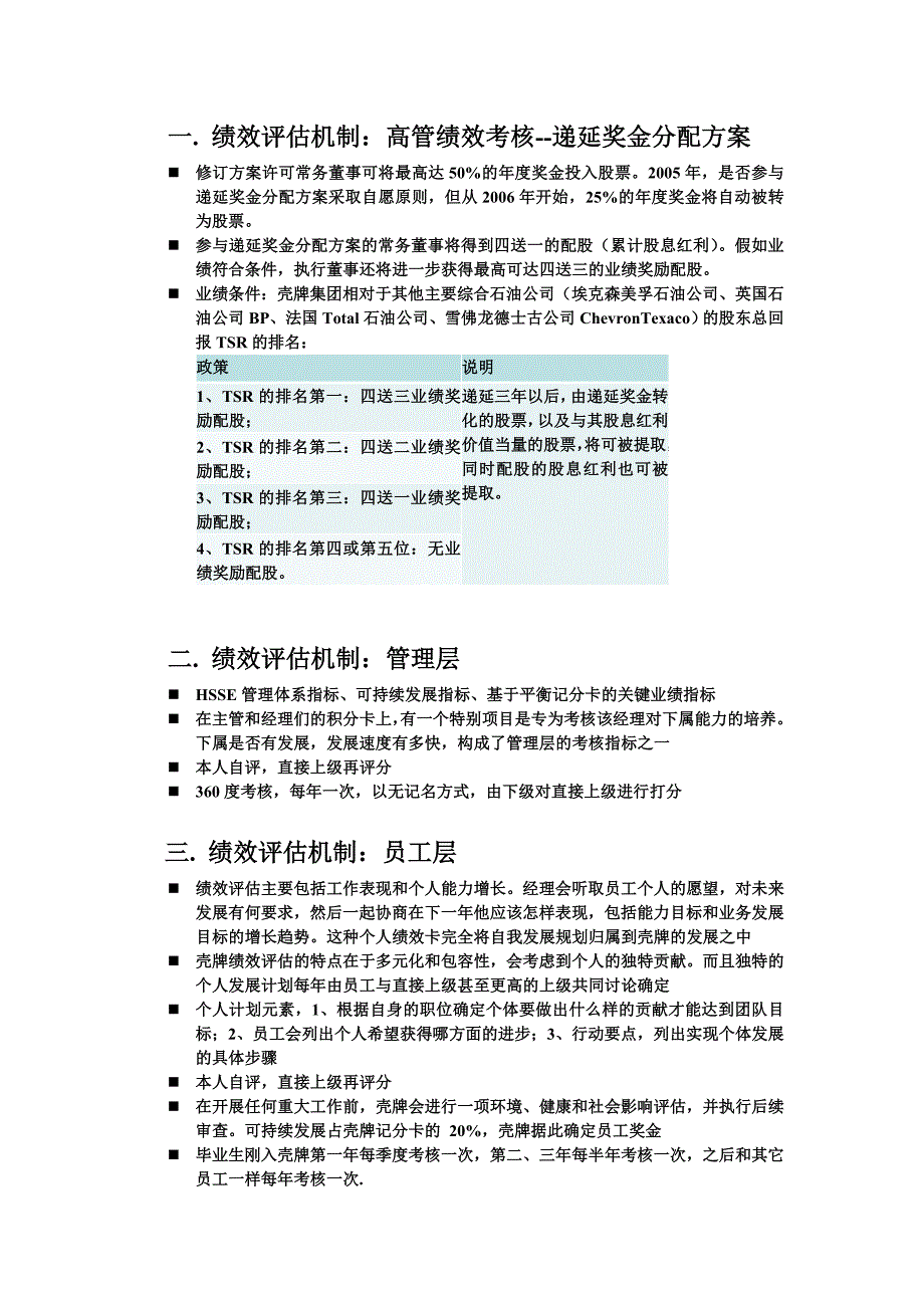 壳牌石油高层、管理层、员工绩效评估机制_第1页