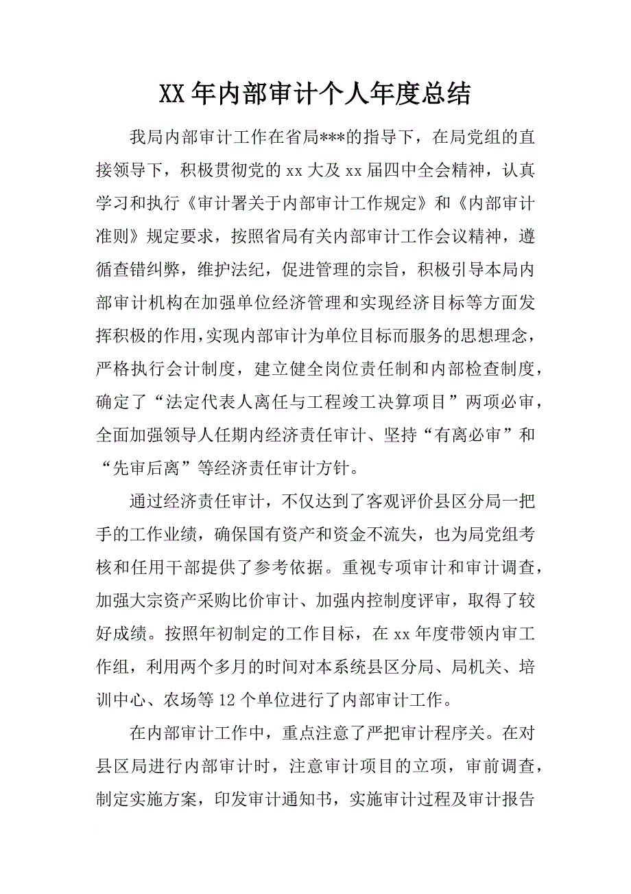 xx年内部审计个人年度总结_第1页