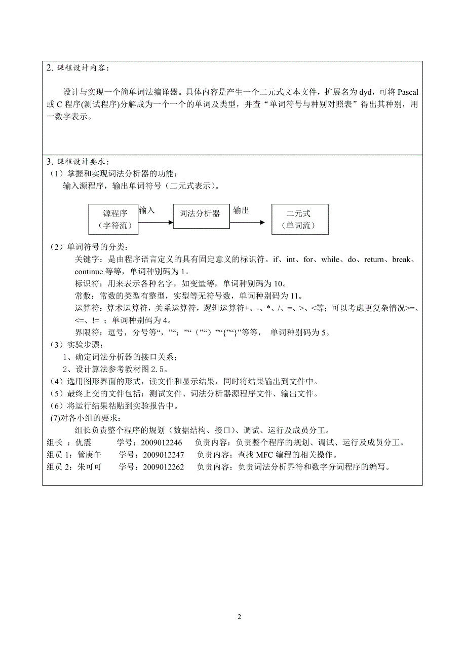 -词法分析实验报告模板-课程设计_第2页