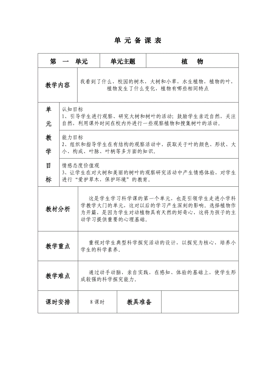 三年级上册科学教案第一单元_第1页