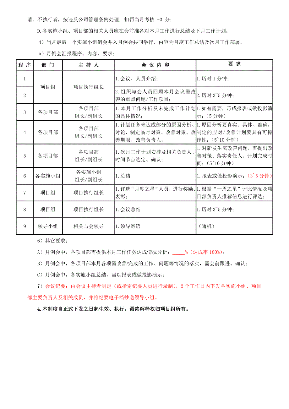 精益项目例会管理制度(修订版)_第3页