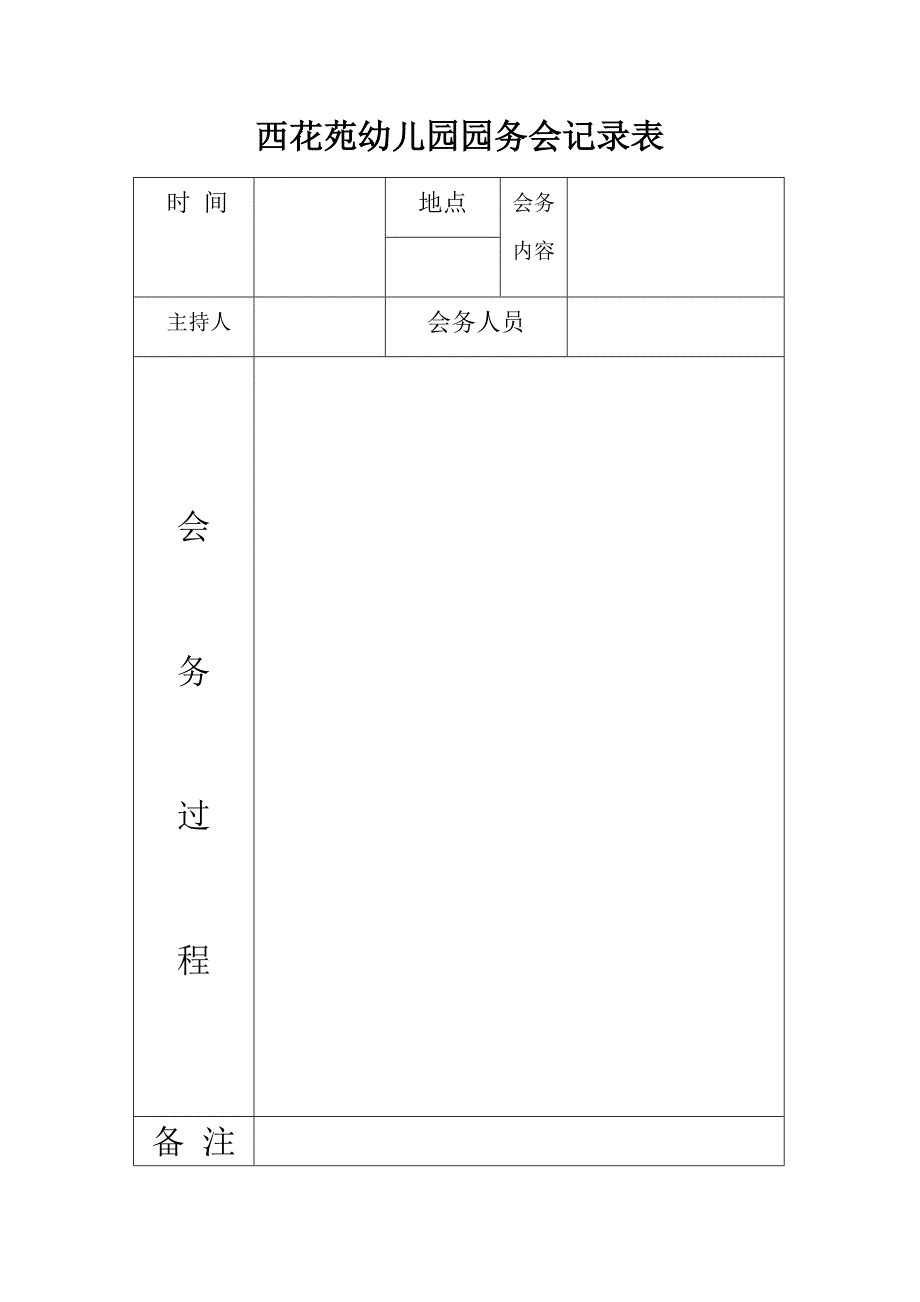 西花苑幼儿园园务会议记录表_第1页