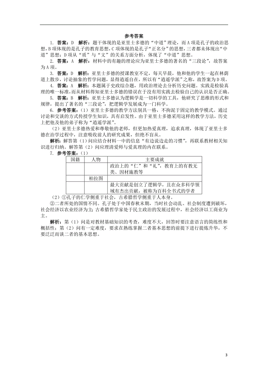 高中历史 3 百科全书式的学者亚里士多德课后训练 岳麓版选修4_第3页