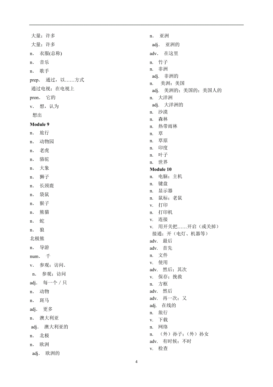 外研版初中英语单词(默写版)_第4页