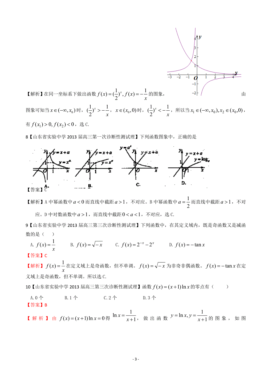 【2013备考】各地名校试题解析分类汇编(一)理科数学：2函数1_第3页