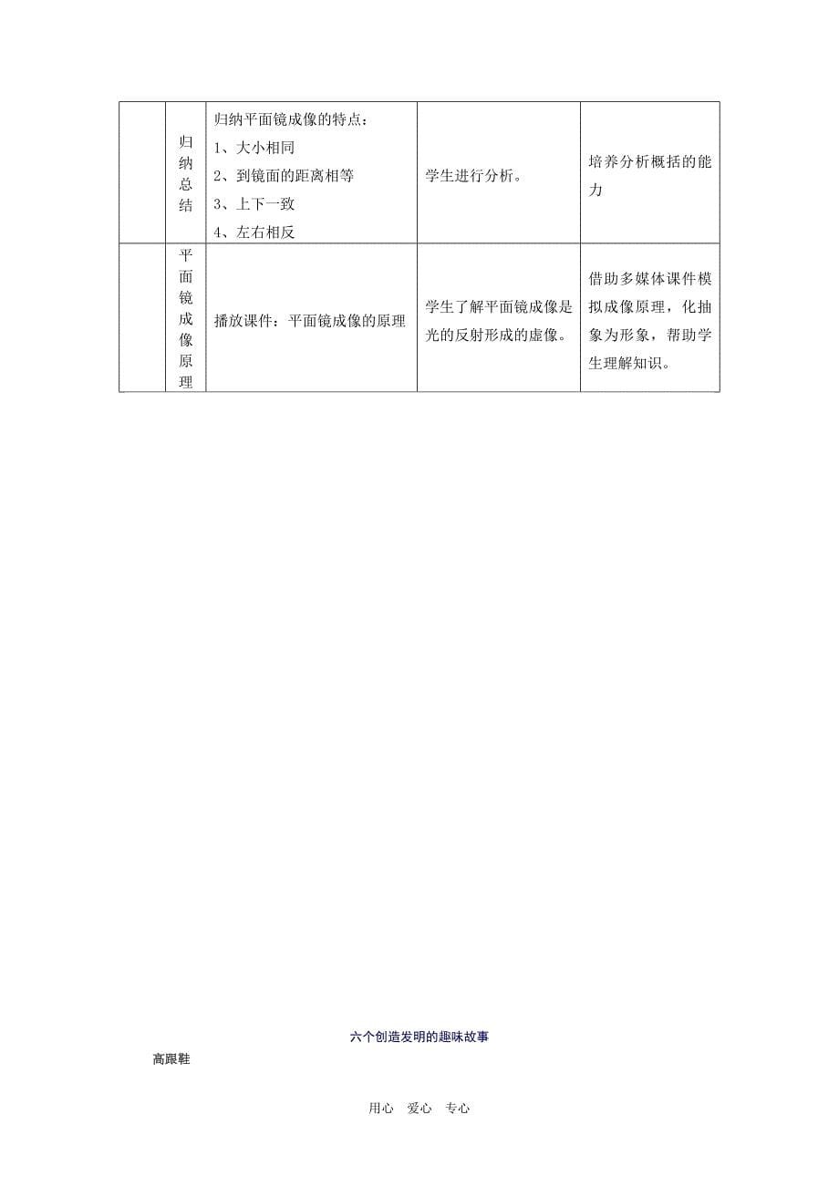 青年教师教学大赛优秀教案(平面镜成像)_第5页