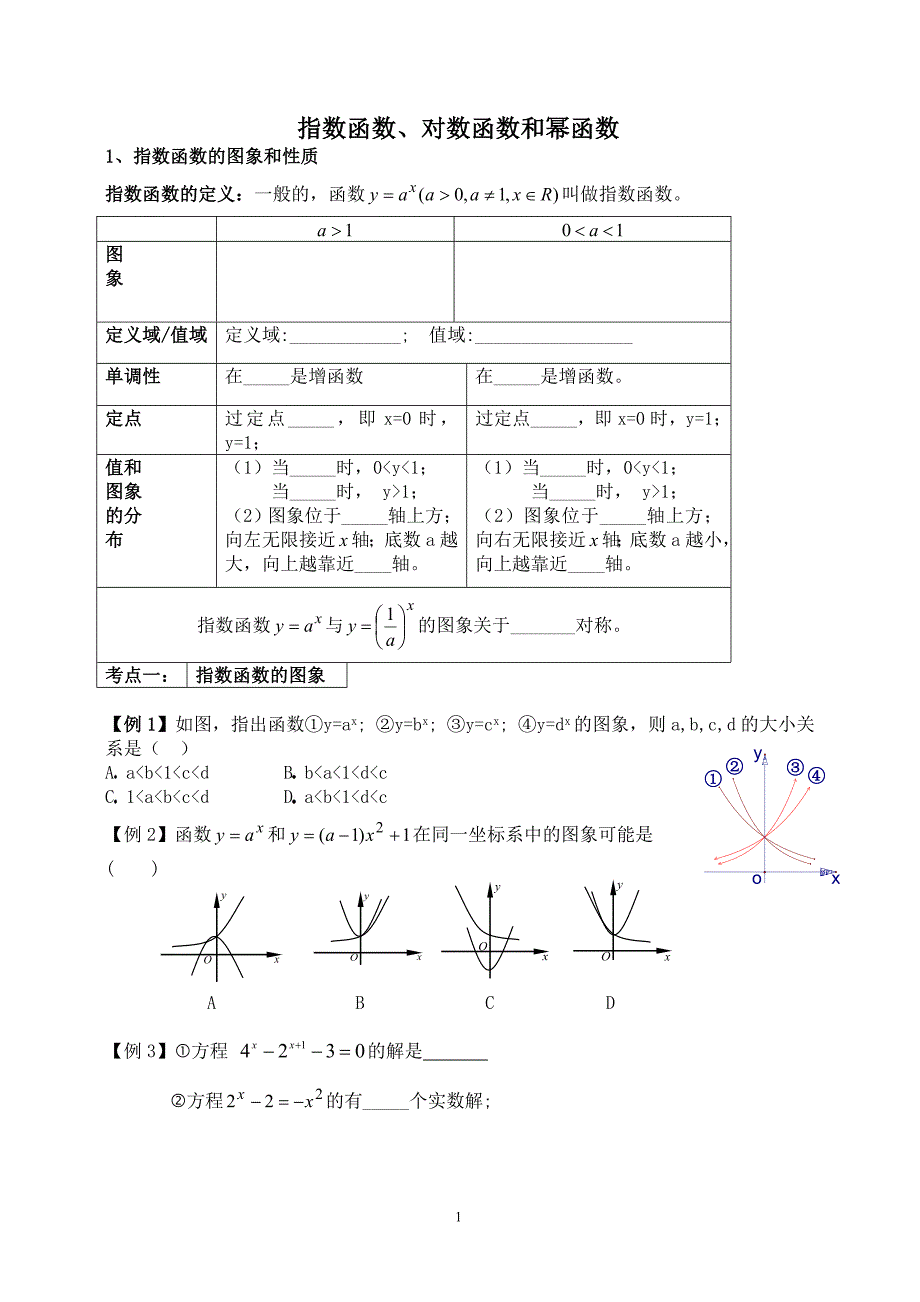专题复习4-：指数函数对数函数和幂函数_第1页