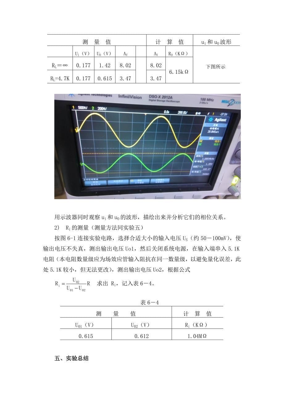 场效应管放大器实验报告_第5页