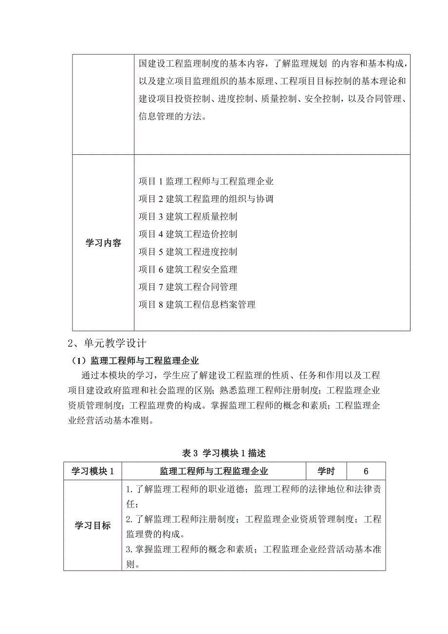 建设工程监理课程标准_第3页