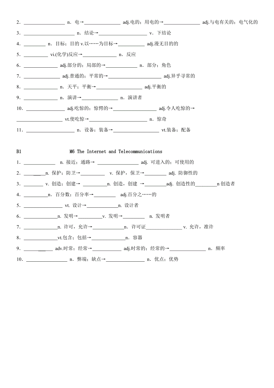 外研版高中英语必修1-module1词性转换及重点短语(练习+答案)_第3页