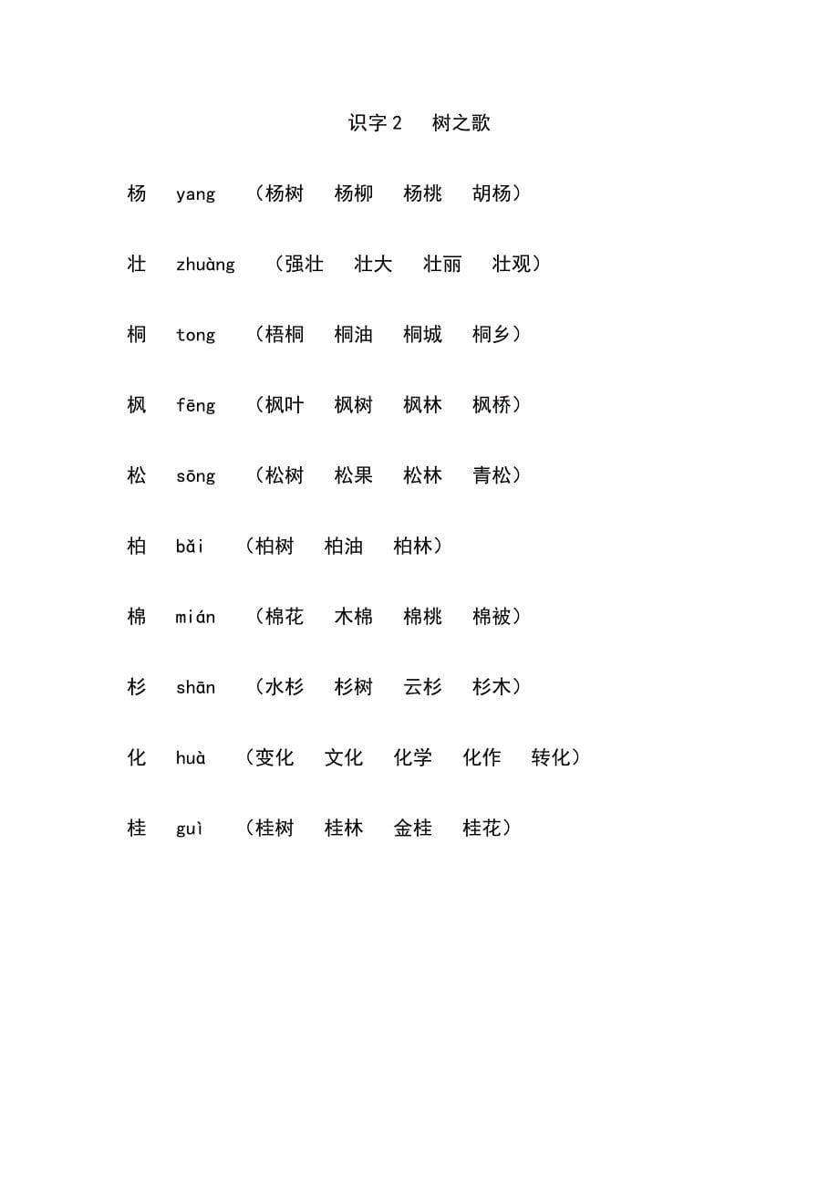 部编版二年级上册《写字表》全册生字扩词练习94123_第5页