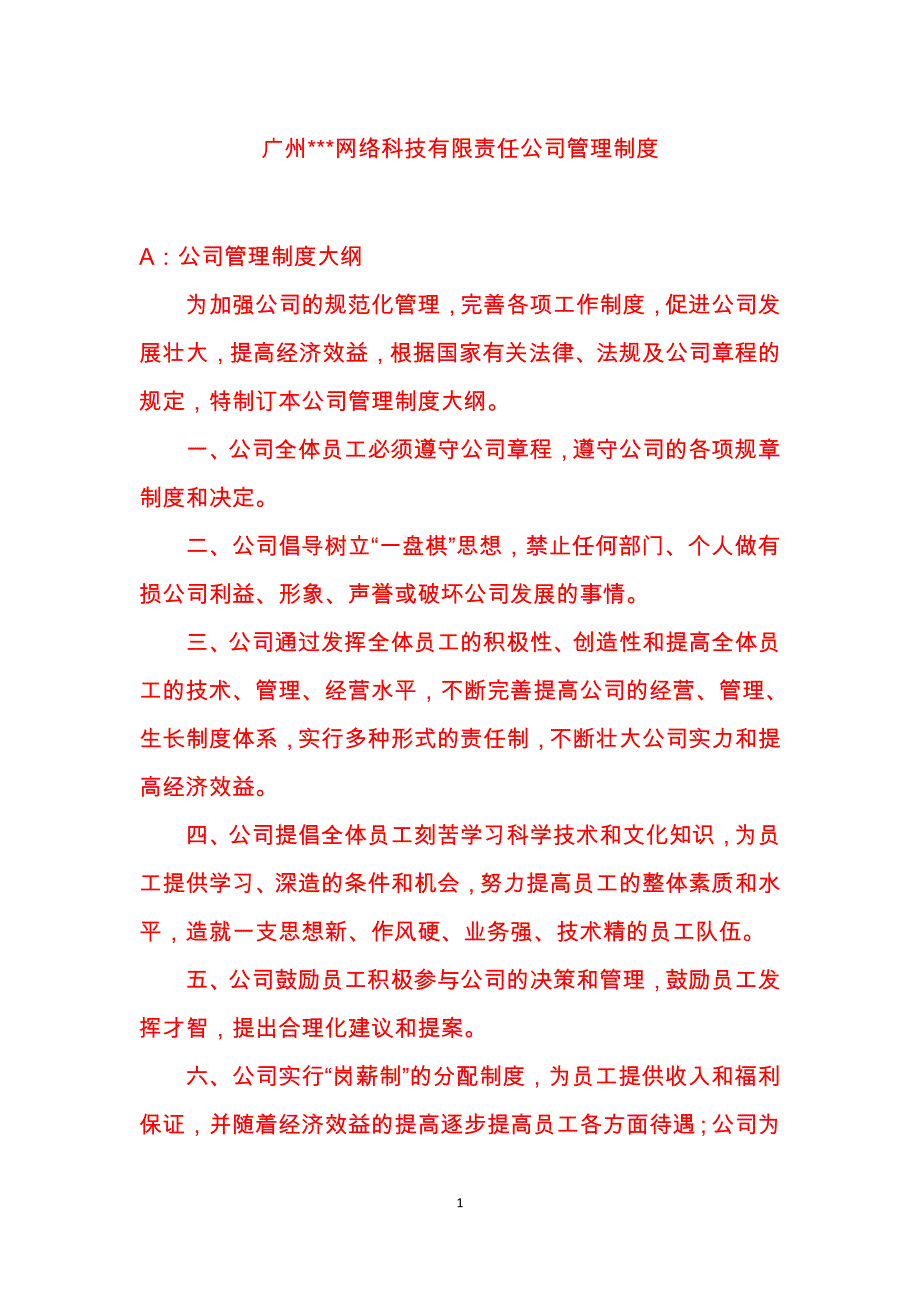 广州网络科技有限责任公司管理制度_第1页