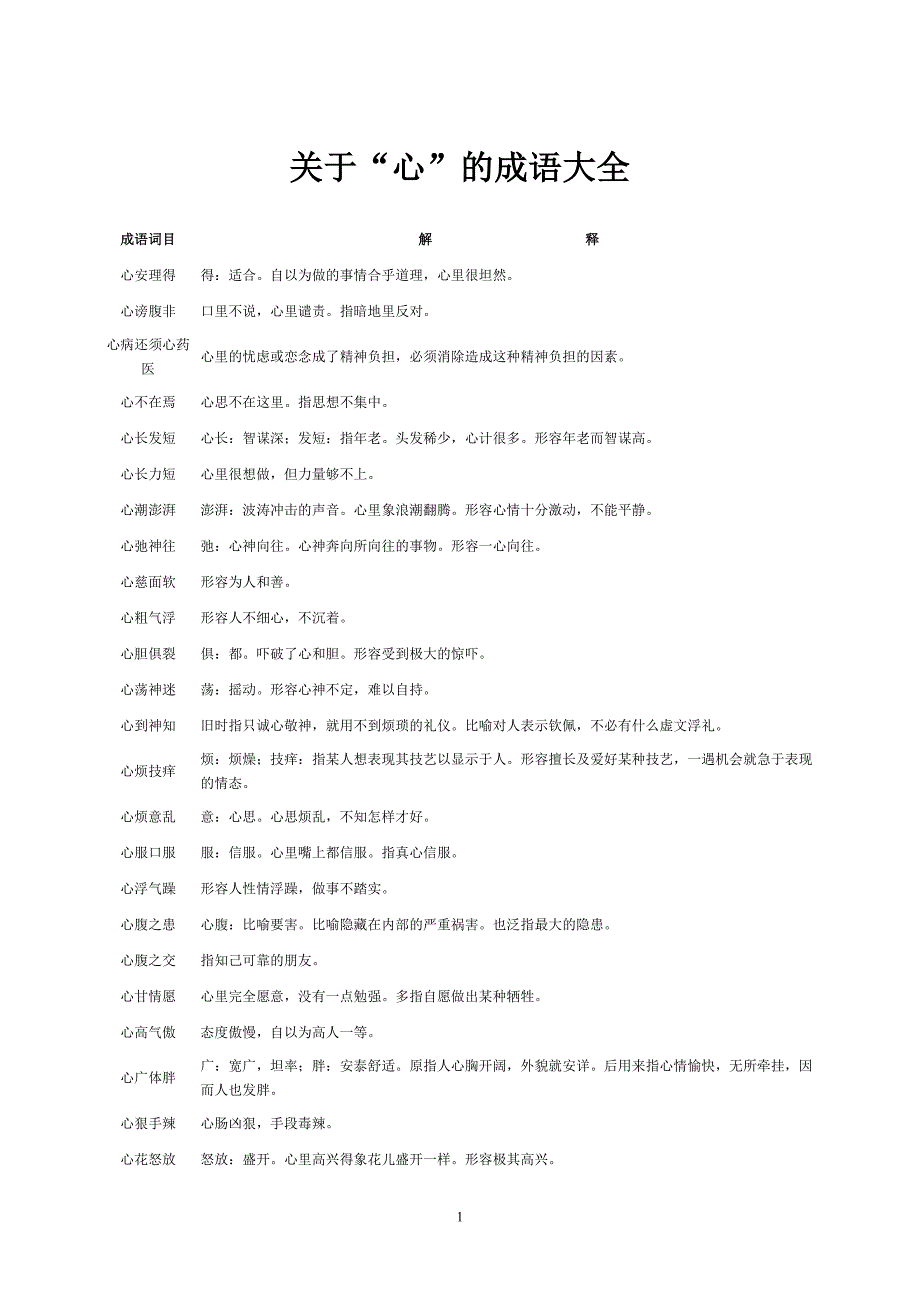 关于“心”成语大全_第1页