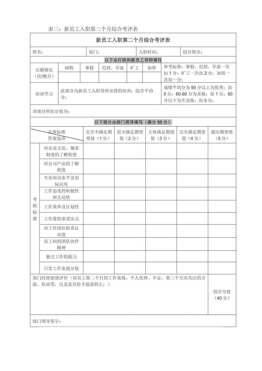 公司新员工试用期考评_第5页