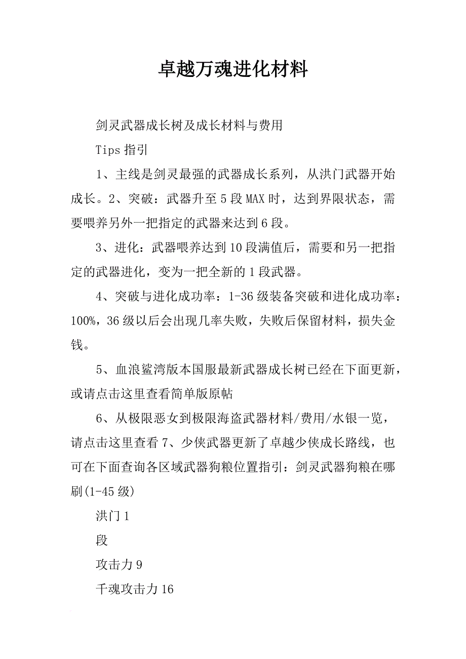 卓越万魂进化材料_第1页