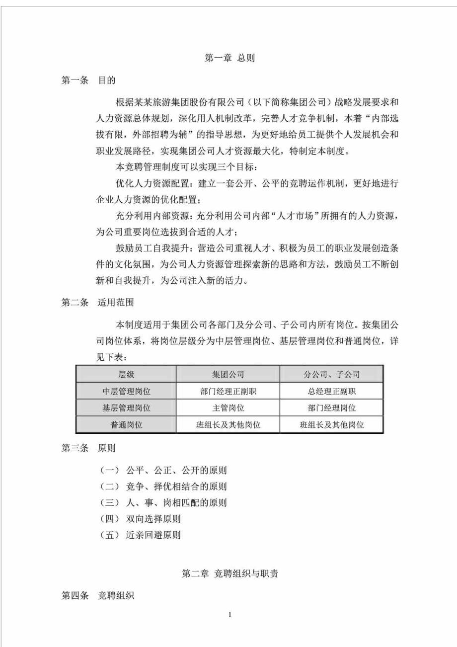 某某旅游集团股份有限公司竞聘管理制度推荐_第3页