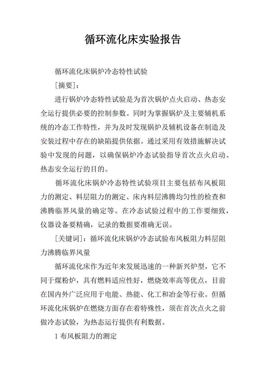 循环流化床实验报告_第1页