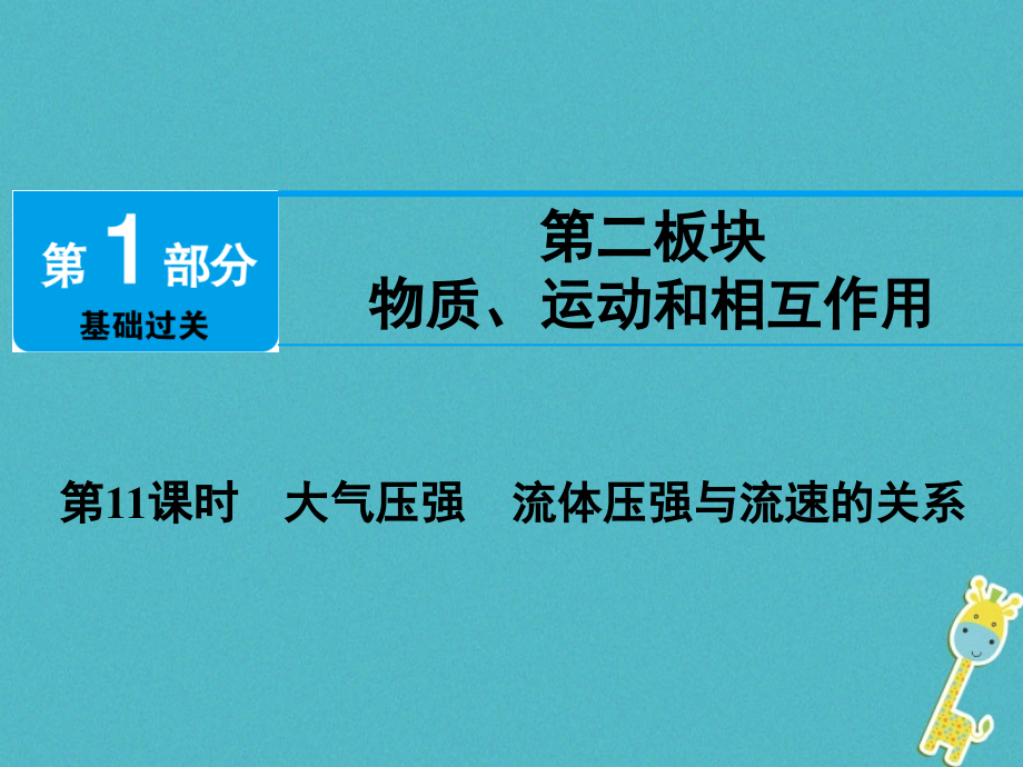 江西省2018届中考物理 第11课时 大气压强 流体压强与流速的关系课件_第1页