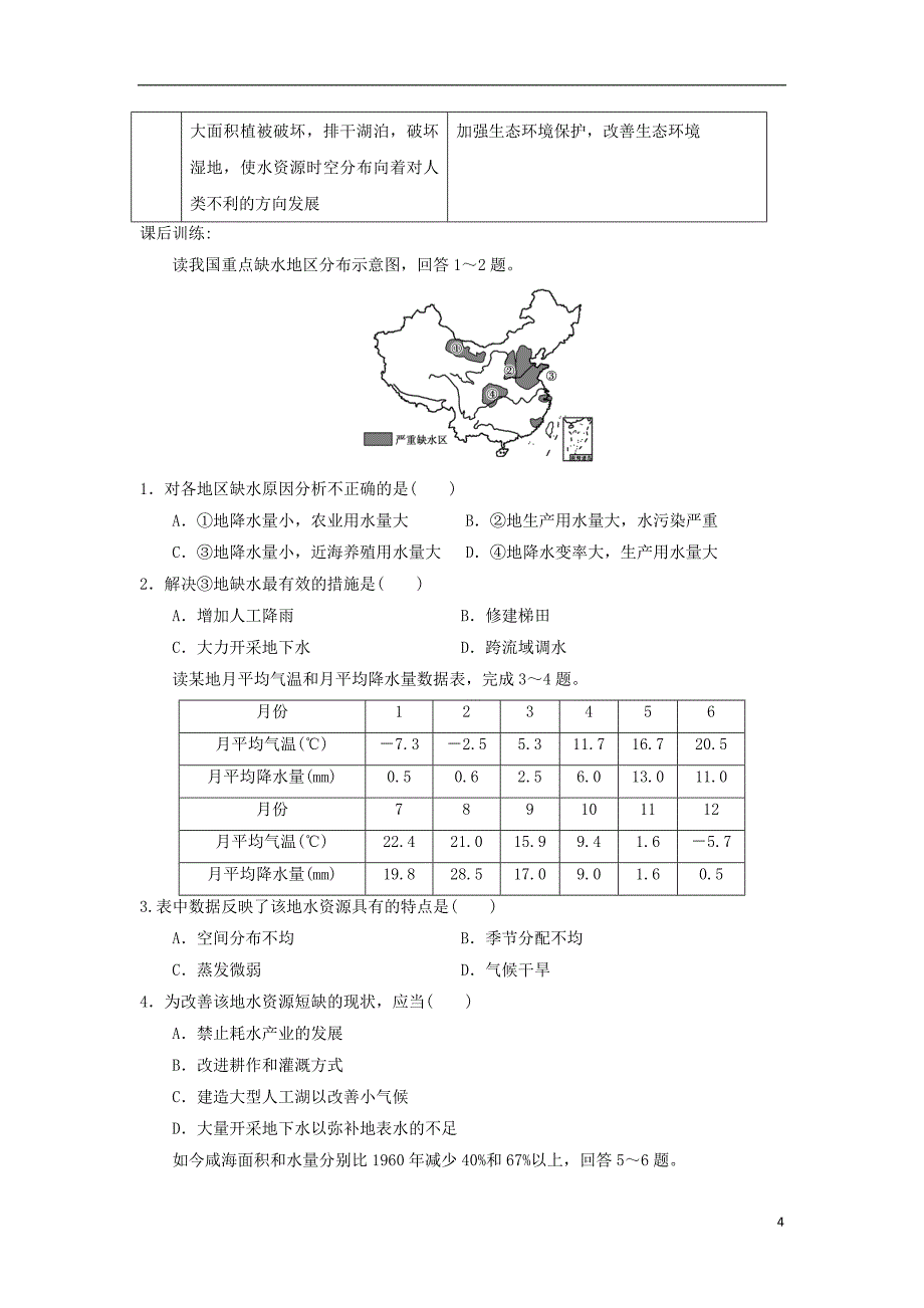 2018-2019学年高中地理 第三章 地球上的水 3.3 水资源的合理利用学案3 新人教版必修1_第4页