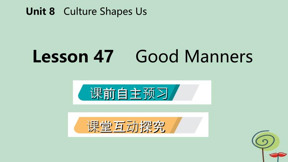 2018-2019学年九年级英语下册 unit 8 culture shapes us lesson 47 good manners课件 （新版）冀教版_第2页