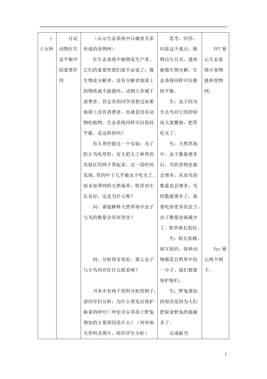 八年级生物上册 5.3《动物在生物圈中的作用》教案1 （新版）新人教版_第3页