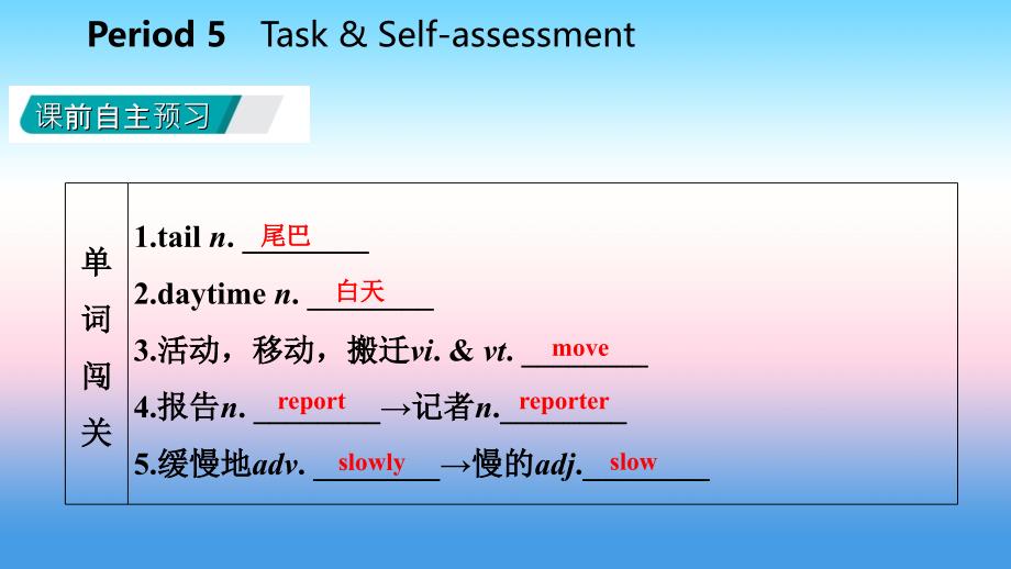 2018年秋八年级英语上册 unit 5 wild animals period 5 task & self-assessment导学课件 （新版）牛津版_第3页