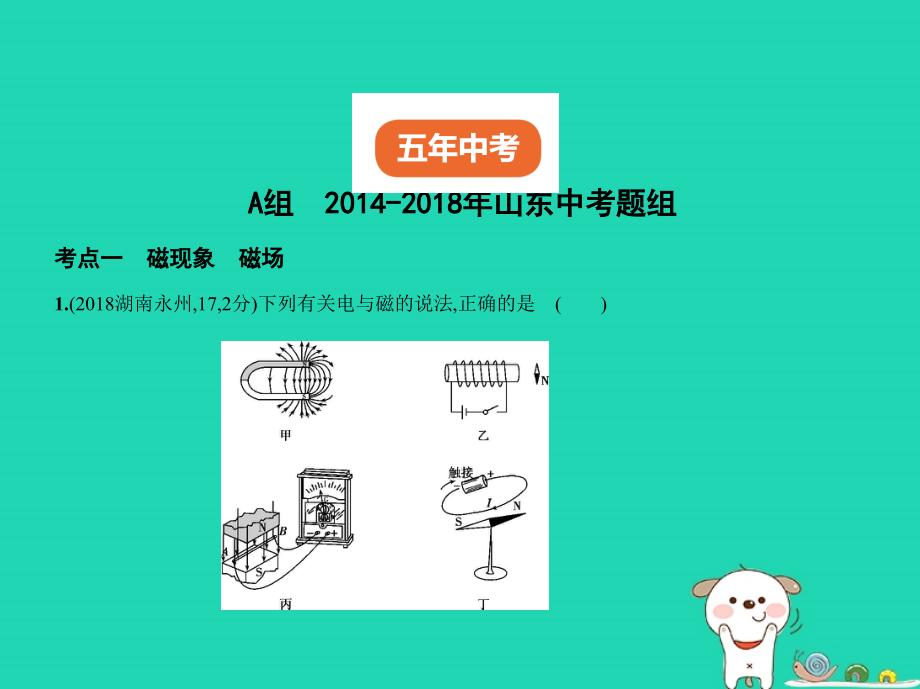 （湖南专版）2019中考物理 专题十五 电与磁复习习题课件_第2页