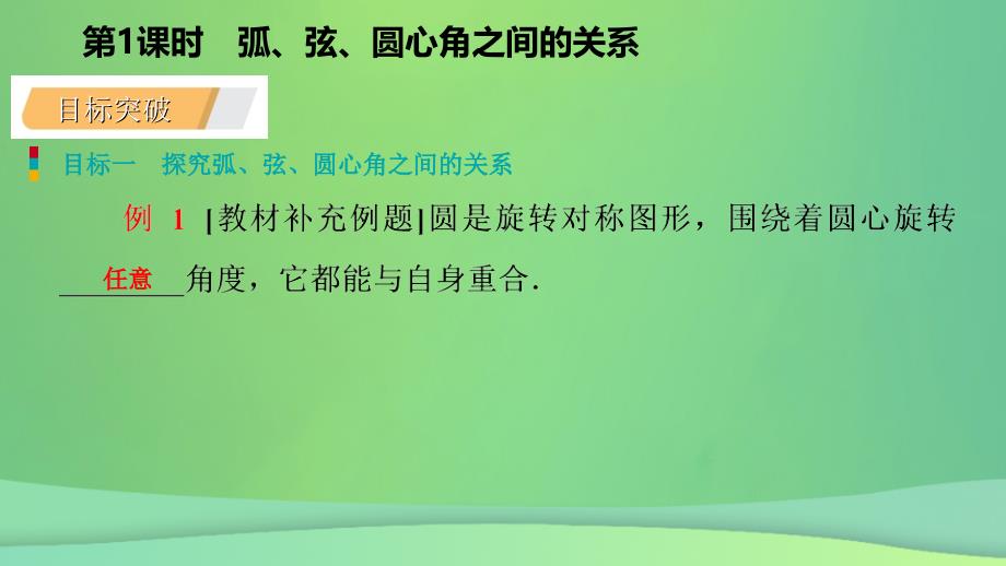 2018-2019学年九年级数学下册 第27章 圆 27.1 圆的认识 27.1.2.1 弧、弦、圆心角之间的关系导学课件 （新版）华东师大版_第4页