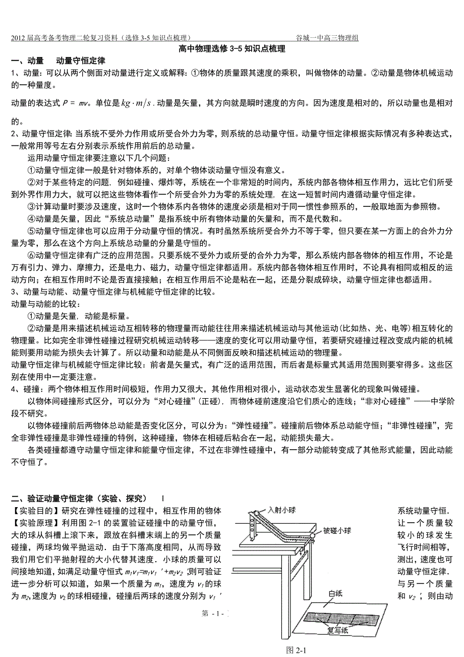 物理选修3-5_知识点总结提纲_精华版 (1)_第1页