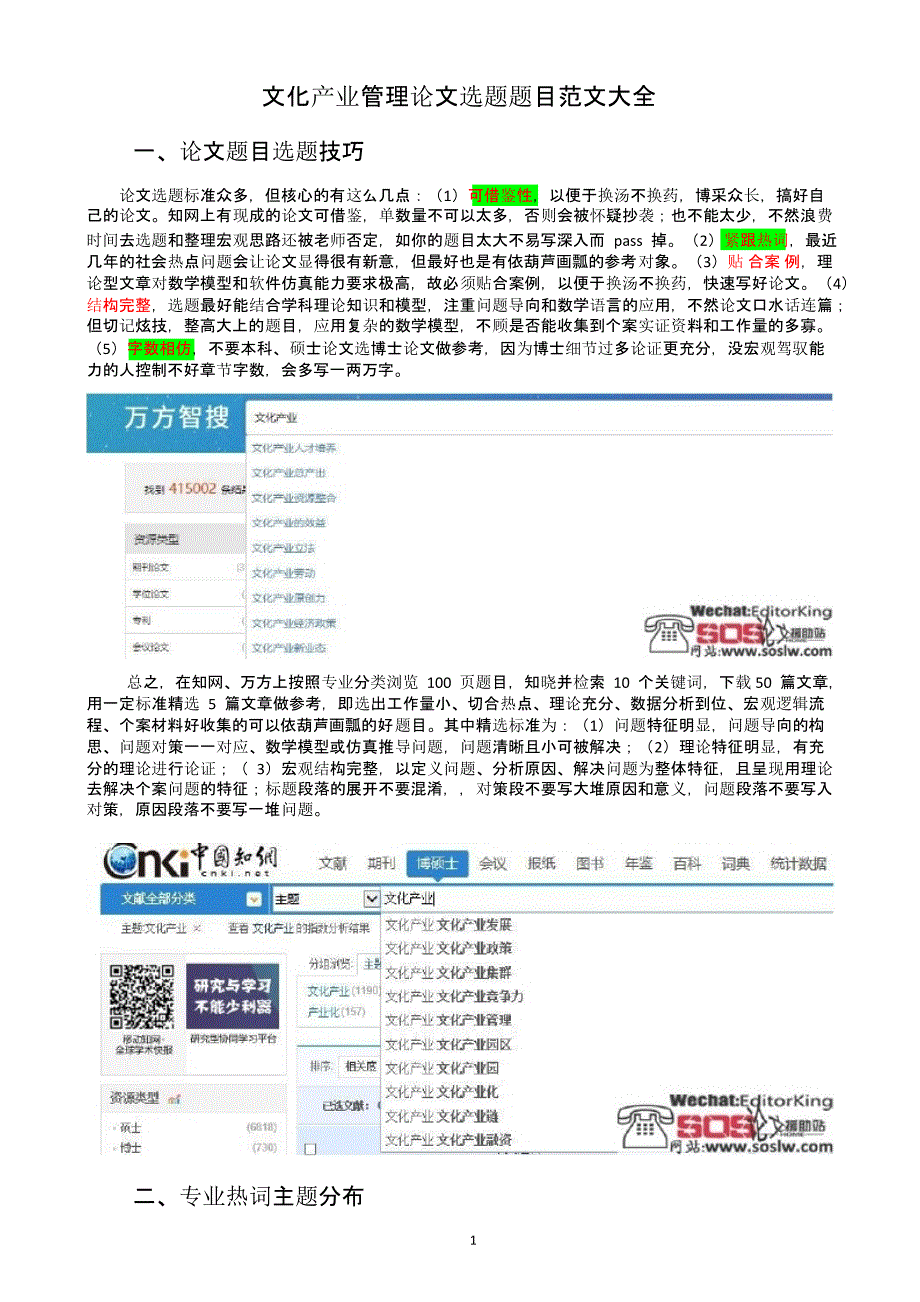 文化产业管理毕业论文开题报告模板范文_第1页