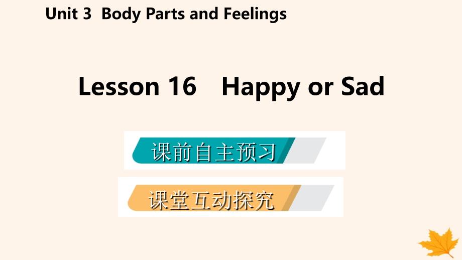 2018-2019学年七年级英语上册 unit 3 body parts and feelings lesson 16 happy or sad导学课件 （新版）冀教版_第2页