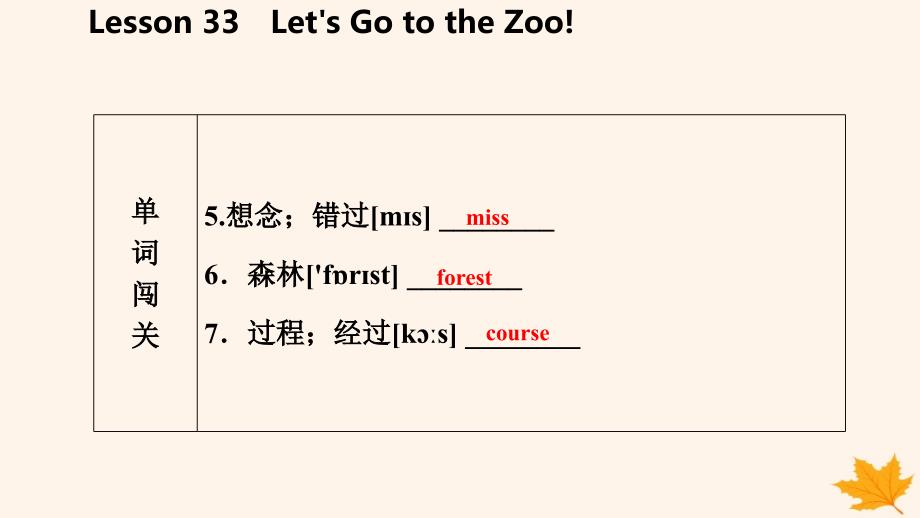 2018-2019学年七年级英语上册 unit 6 let’s go lesson 33 let’s go to the zoo导学课件 （新版）冀教版_第4页