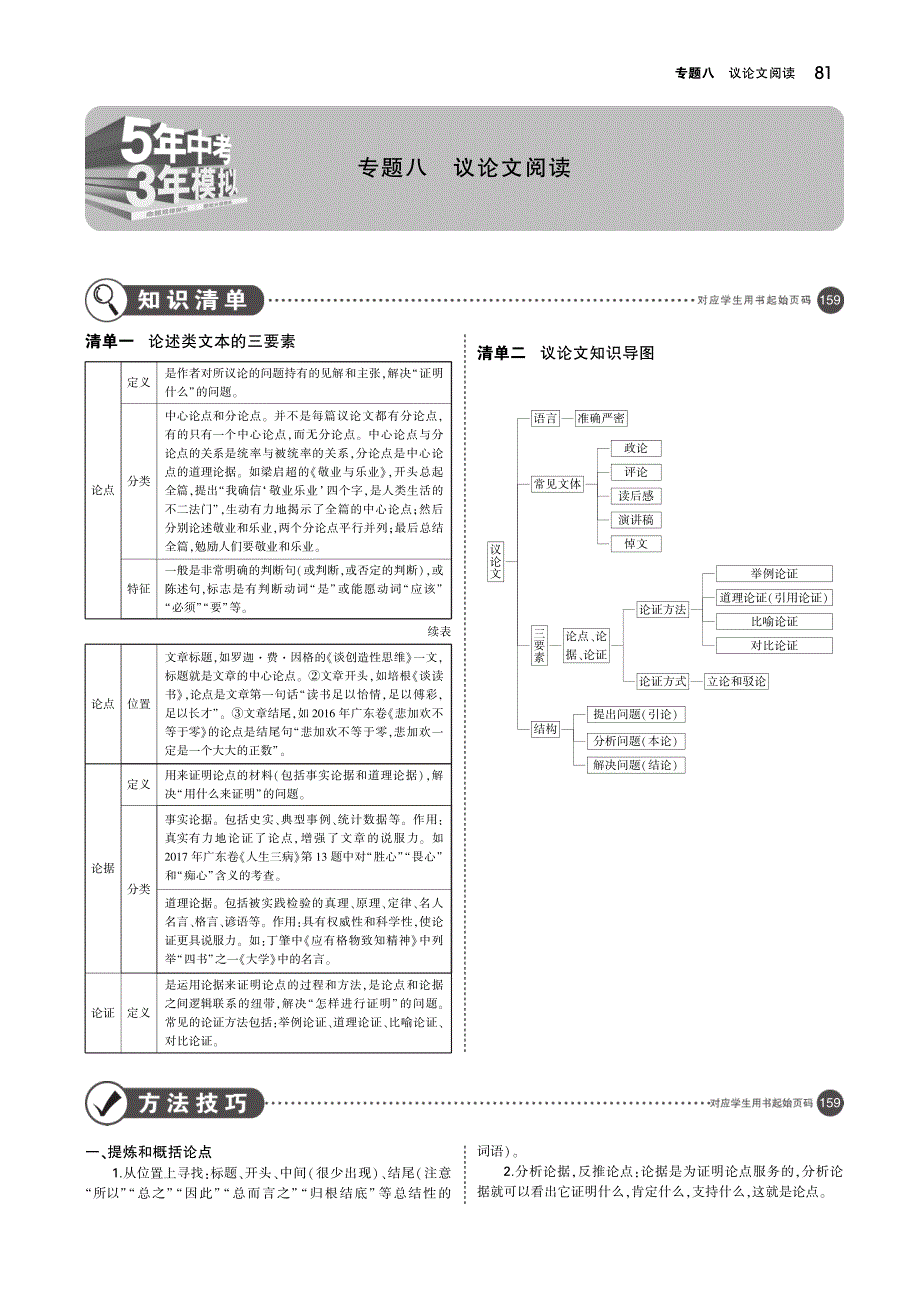 （广东地区）2019年中考语文总复习 第二部分 阅读 专题八 议论文阅读（讲解部分）（pdf）_第1页