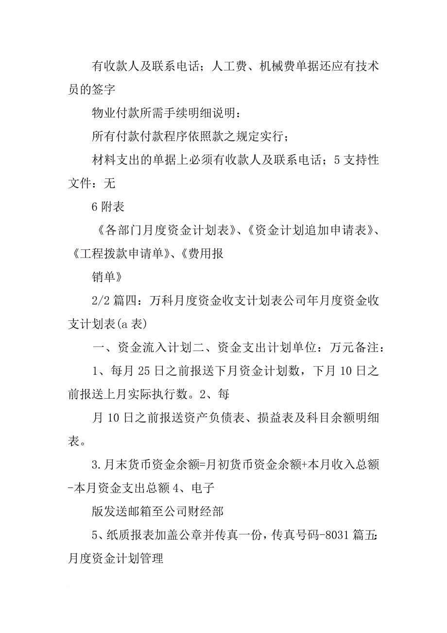 财务月度资金计划表(共2篇)_第5页