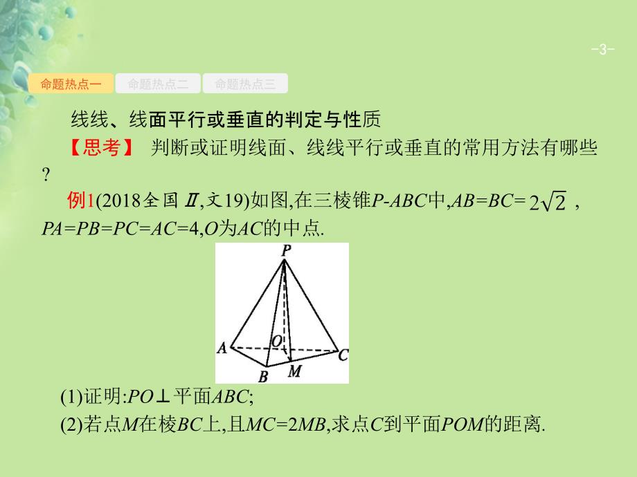 2019年高考数学二轮复习 专题五 立体几何 5.2 空间中的平行与垂直课件 文_第3页