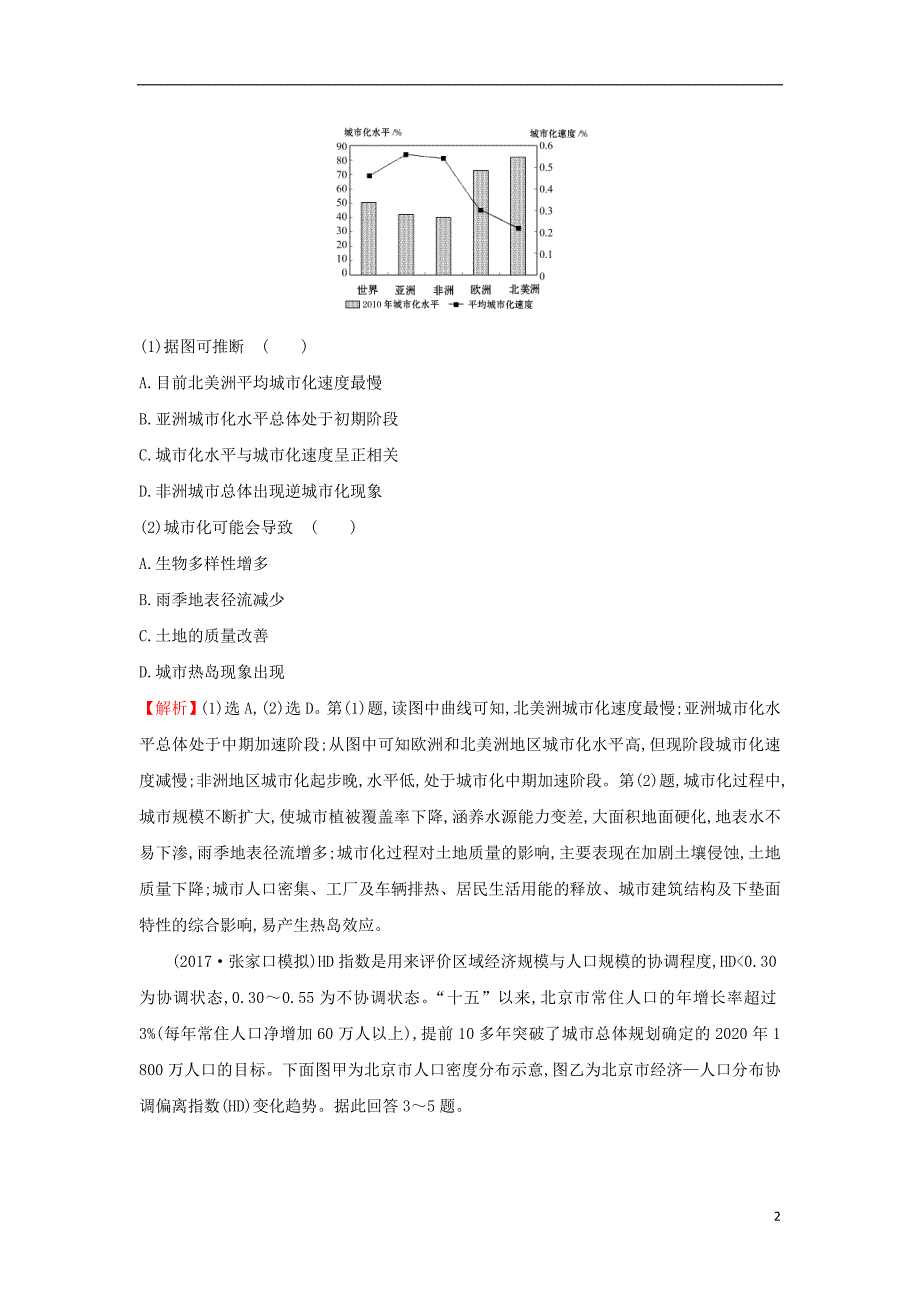 2019版高考地理一轮复习 课时提升作业十八 7.2 城市化_第2页