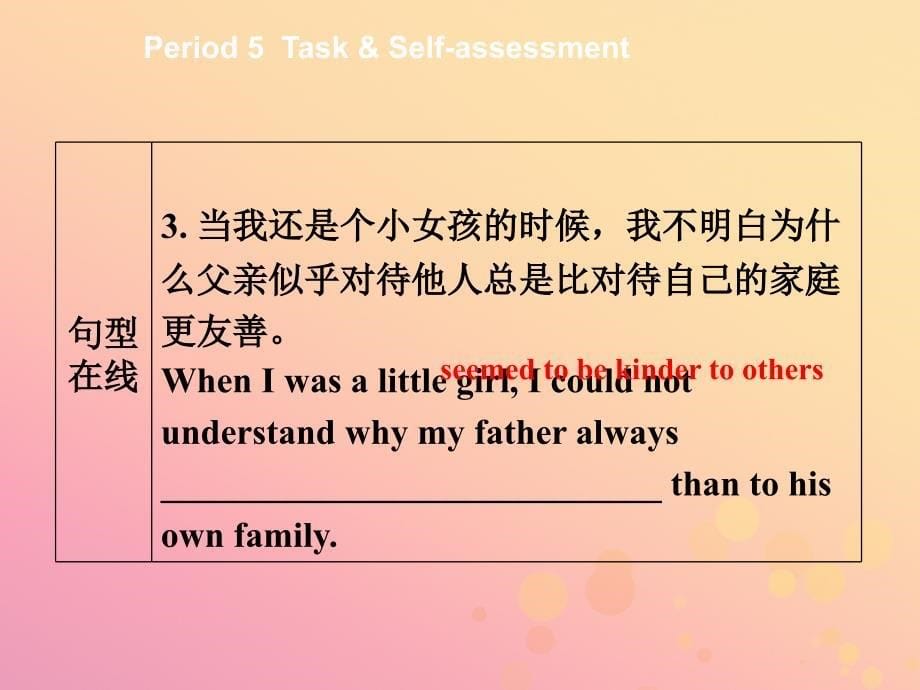 2018年秋九年级英语上册 unit 4 growing up period 5 task & self-assessment导学课件1 （新版）牛津版_第5页