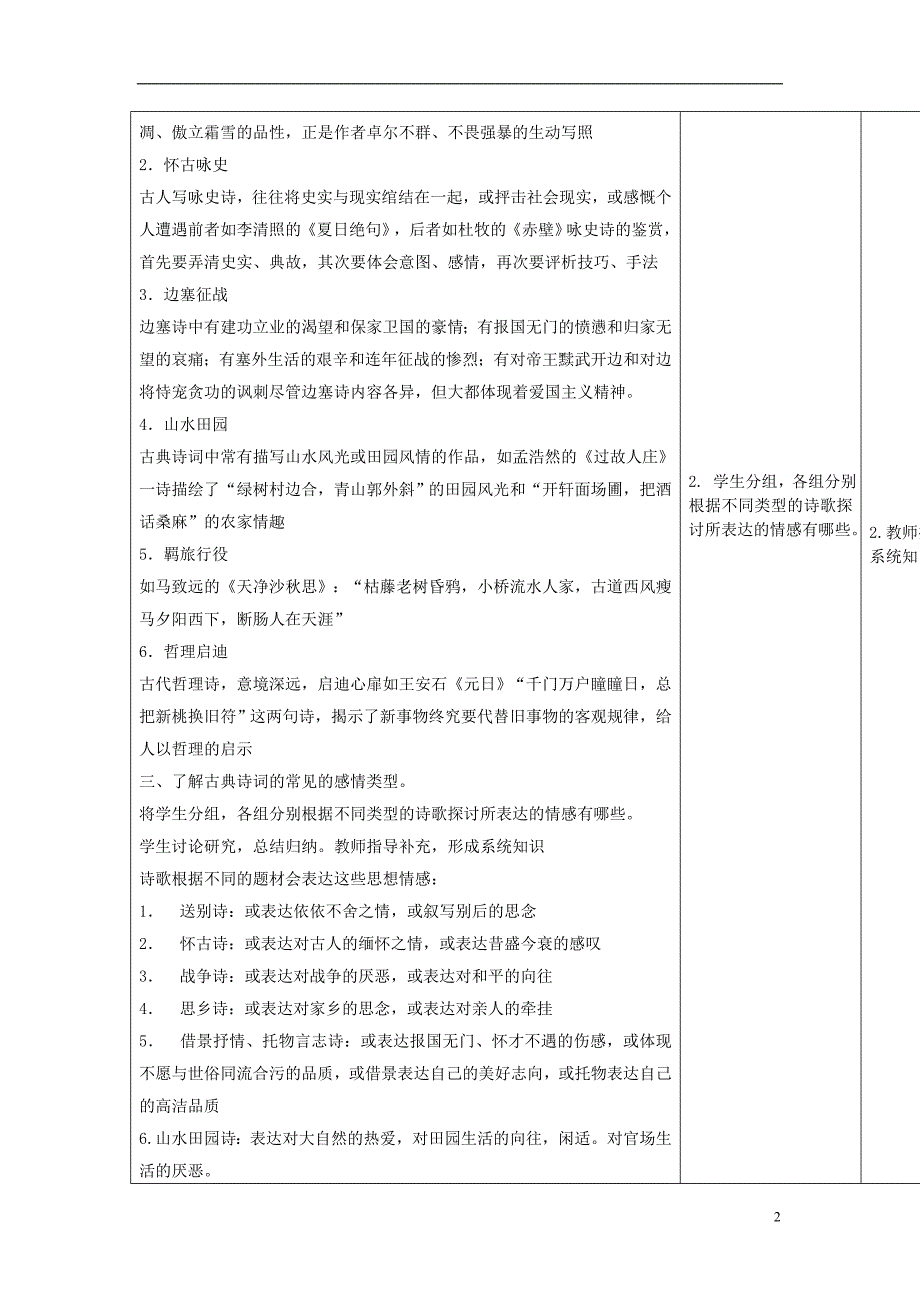 四川省宜宾市一中2017-2018学年高中语文上学期第1周 鉴赏诗歌情感教学设计_第2页