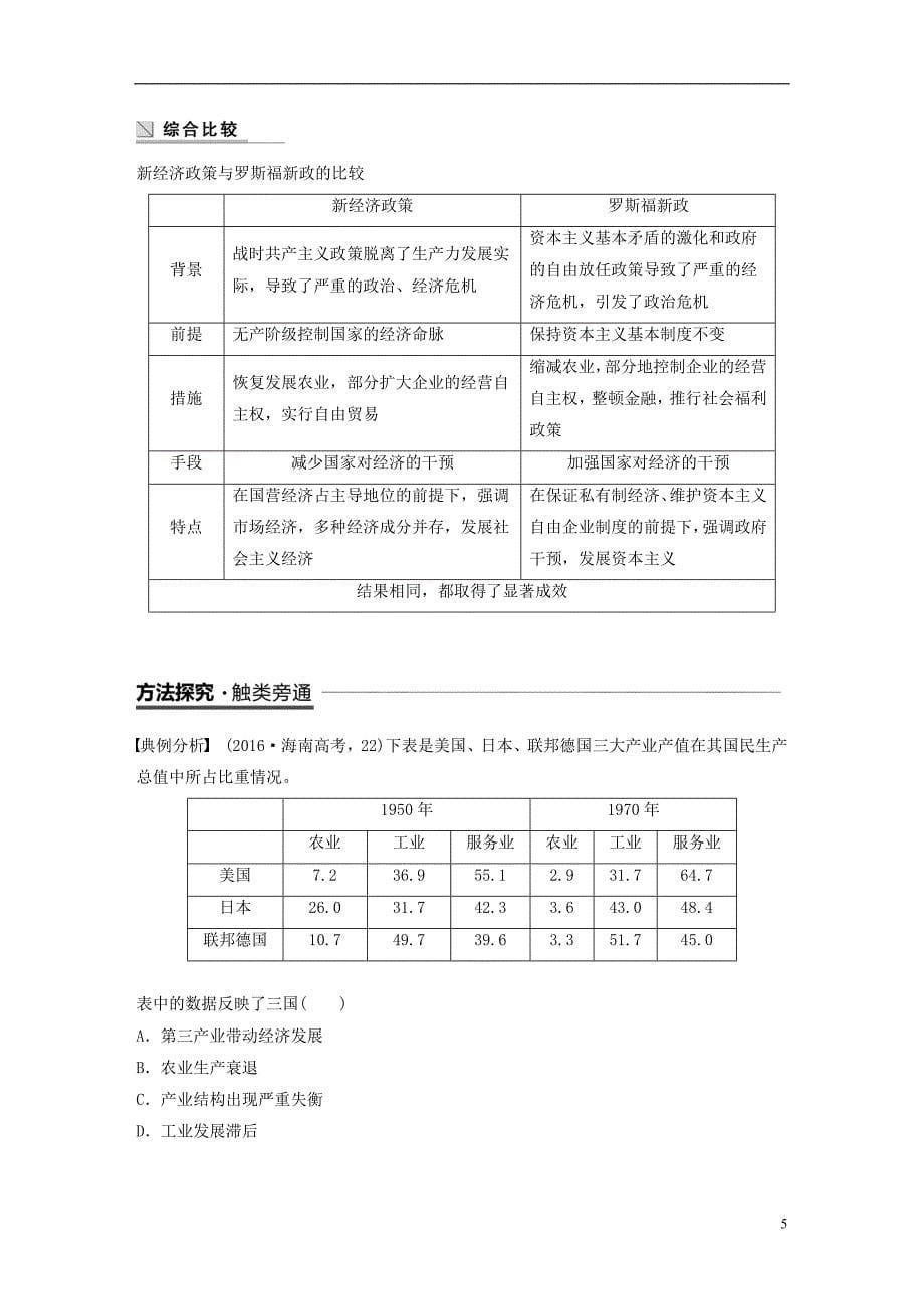 2018-2019学年高中历史 第三单元 各国经济体制的创新和调整单元学习总结学案 岳麓版必修2_第5页