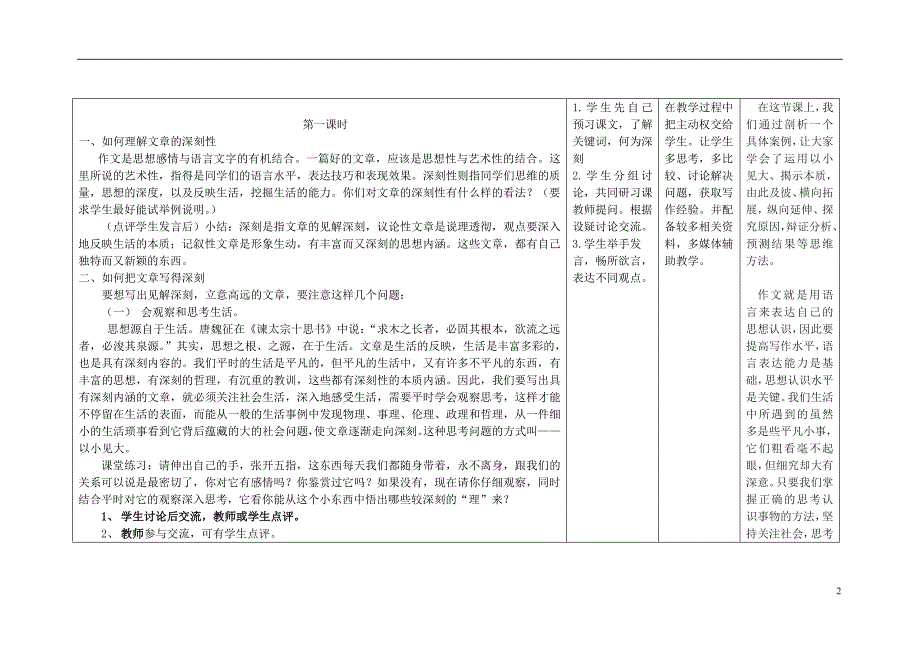 四川省宜宾市一中2017-2018学年高中语文上学期第7周 缘事析理 学习写得深刻教学设计_第2页