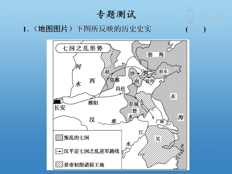 2011高考历史二轮复习课件：第二部分 专题四 选择题题型突破 专题测试_第1页