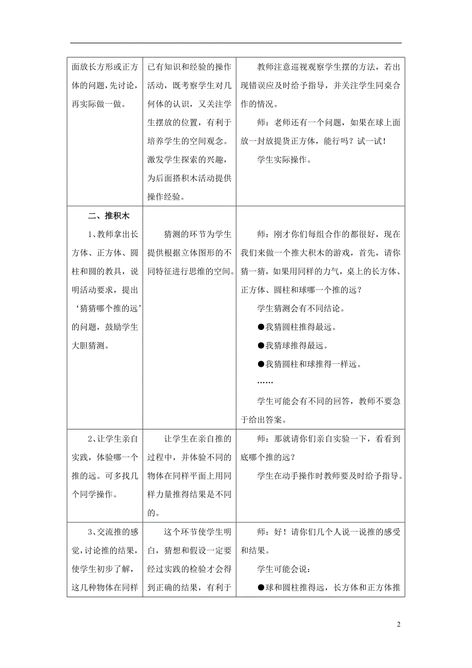 2016一年级数学上册 第3单元《认识图形》（搭积木）教案 （新版）冀教版_第2页