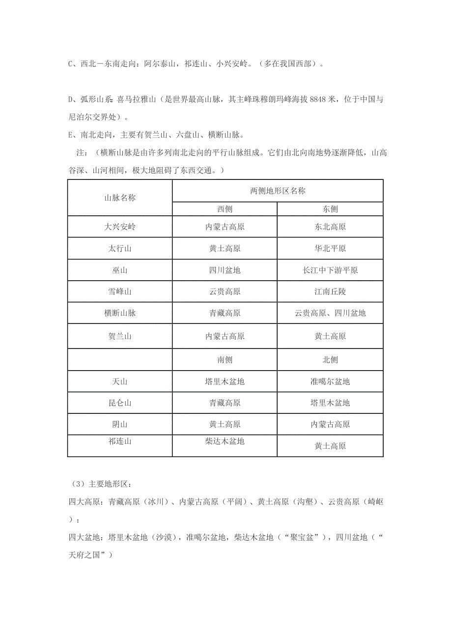 人教版地理八年级上册  期末复习(最新、最全)_第5页