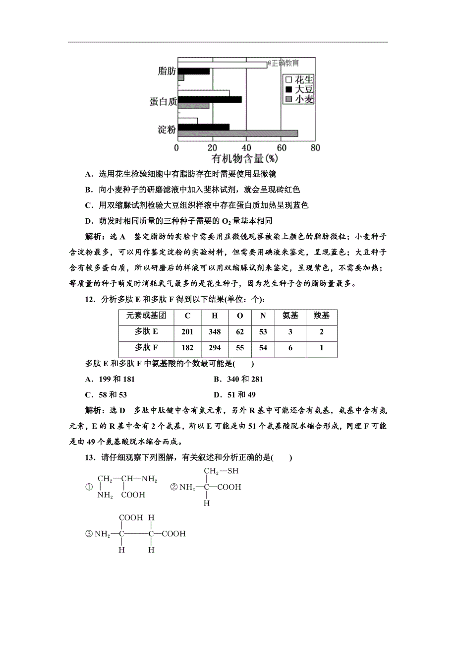 2018-2019学年高一生物人教版必修1同步习题：阶段质量检测（1） 走近细胞 组成细胞的分子（a）（含解析）_第4页