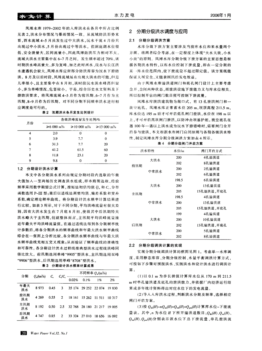 凤滩水库分期分级洪水的防洪调度研究_第2页