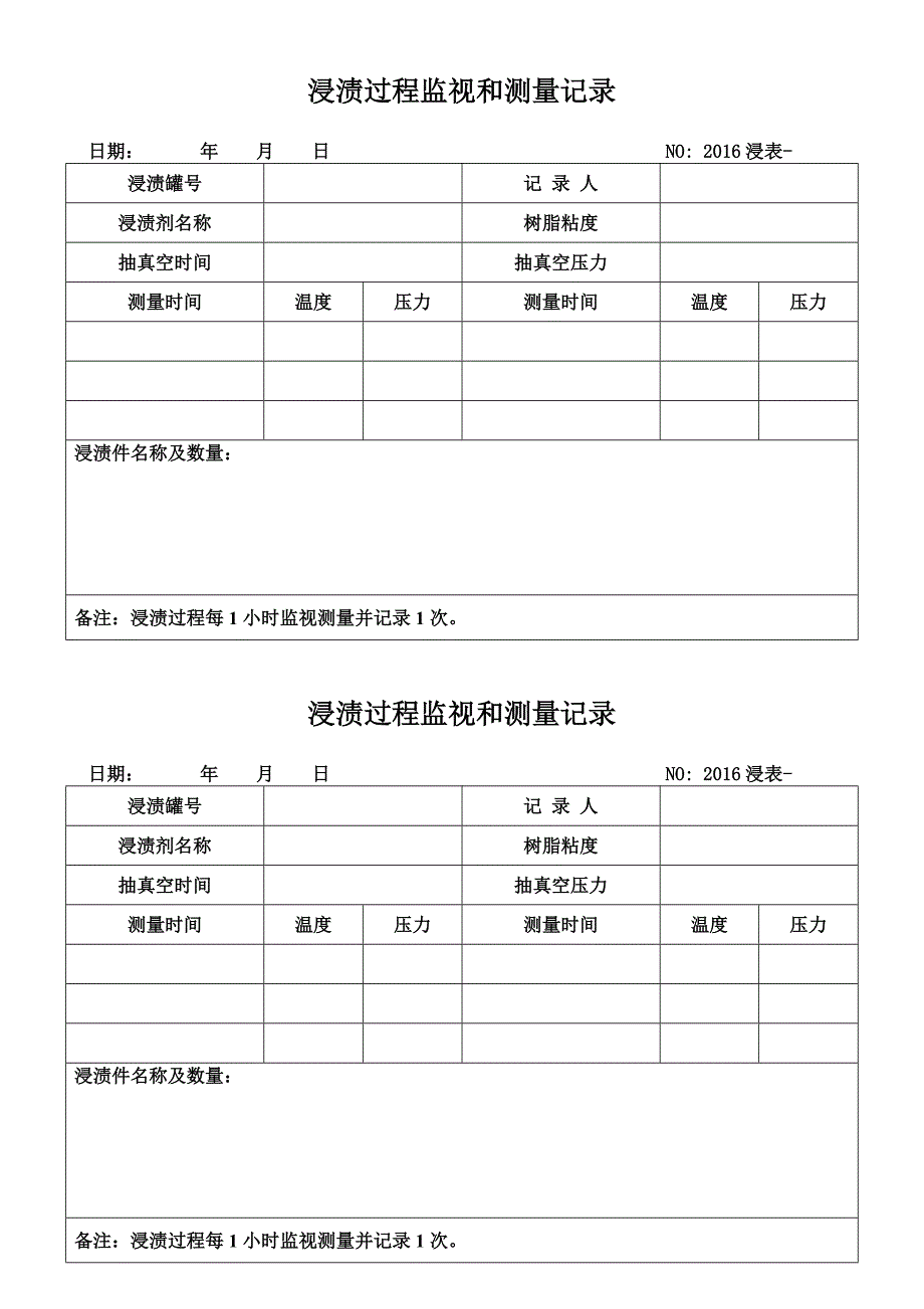 浸渍固化过程监视和测量记录_第1页