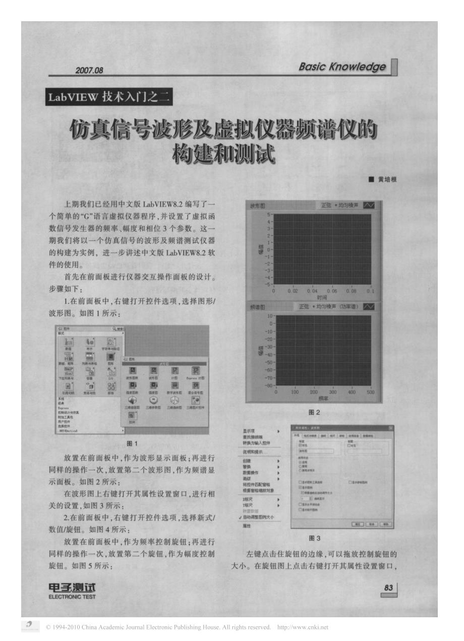 labview技术入门之二仿真信号波形及虚拟仪器频谱仪的构建和测试_第1页