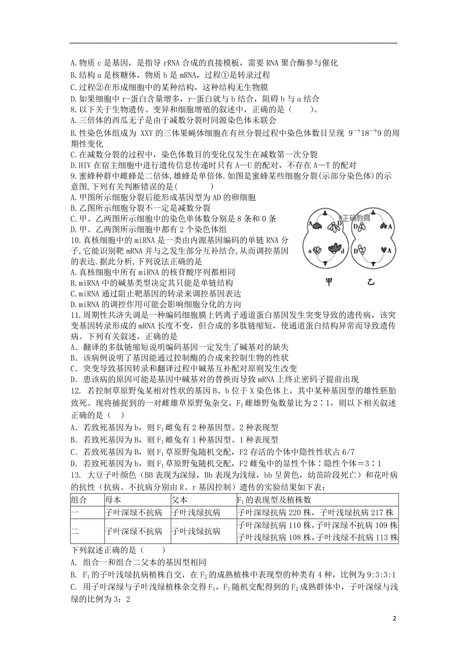 山东省2019届高三生物10月月考试题_第2页