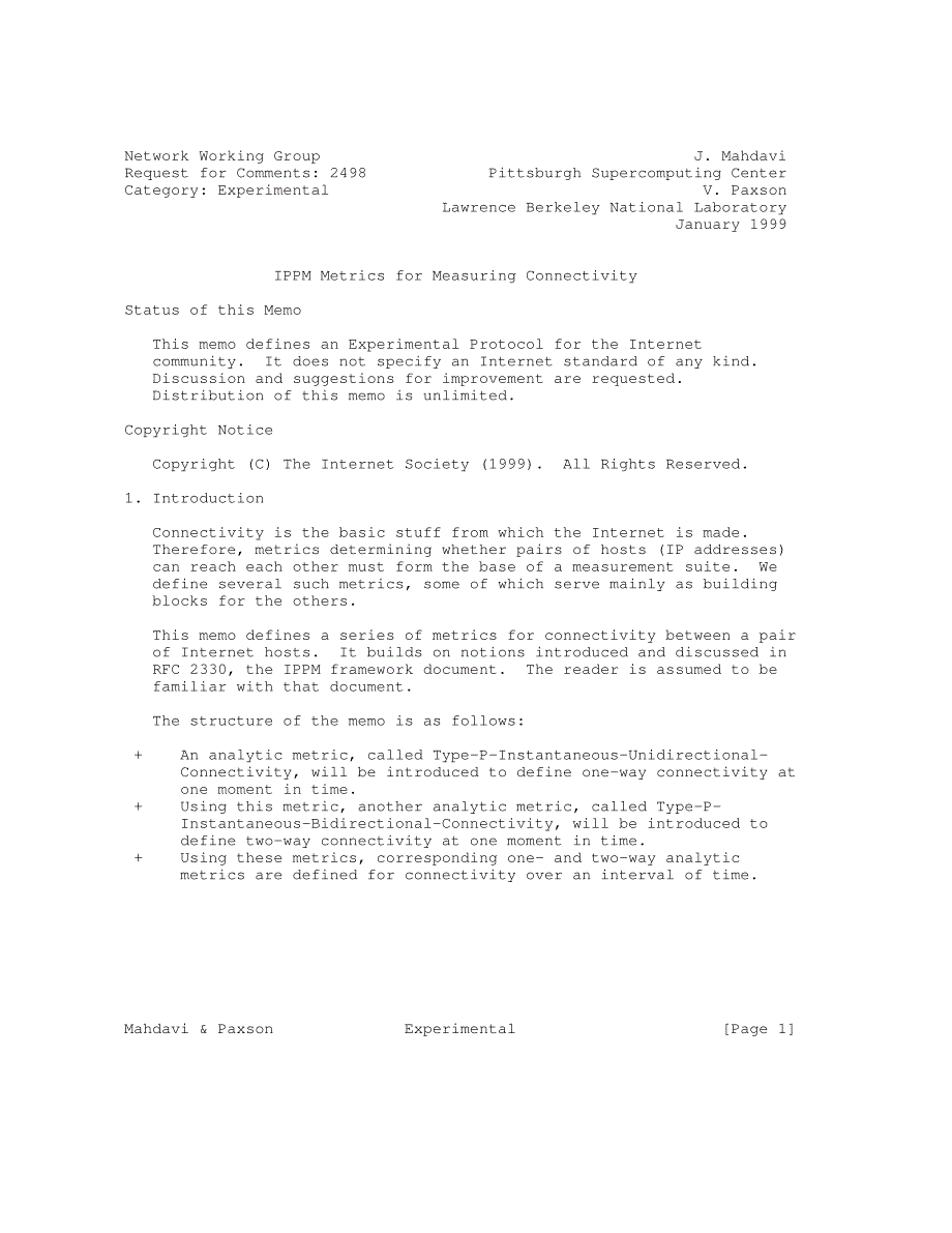 rfc2498.ippm metrics for measuring connectivity_第1页