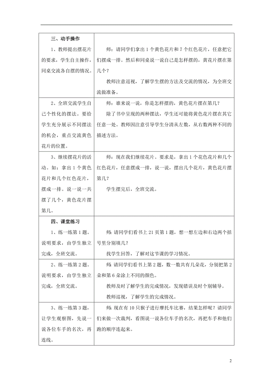 2016一年级数学上册 第2单元《10以内数的认识》（几个和第几个）教案 （新版）冀教版_第2页